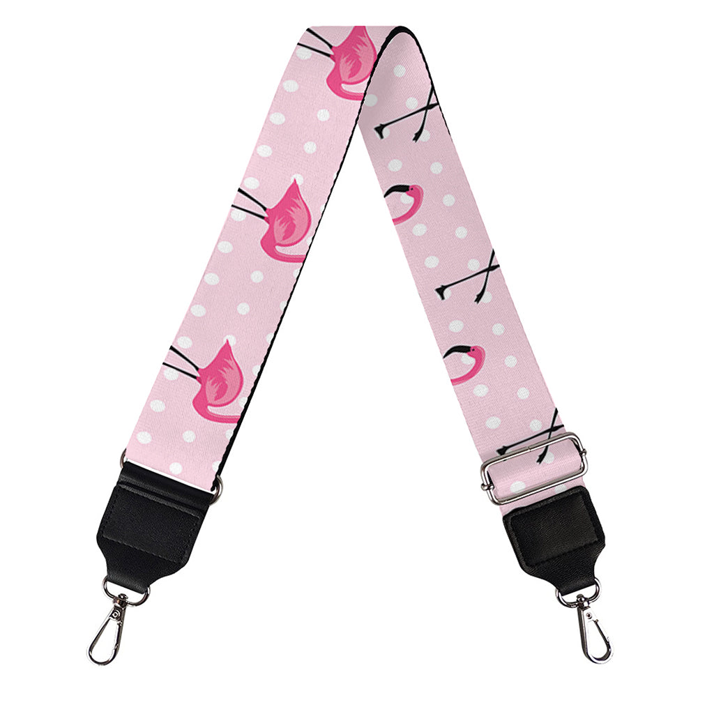 Pink Polka Dot Flamingo Pattern Print Bag Strap