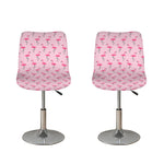 Pink Polka Dot Flamingo Pattern Print Bar Stool Covers