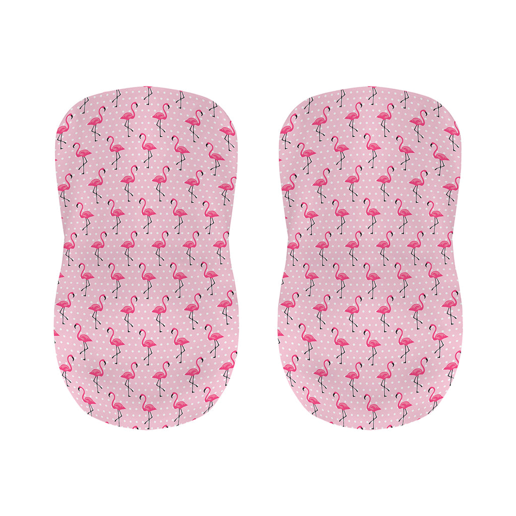 Pink Polka Dot Flamingo Pattern Print Bar Stool Covers