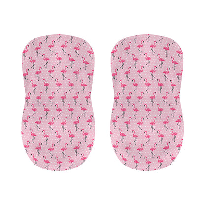 Pink Polka Dot Flamingo Pattern Print Bar Stool Covers