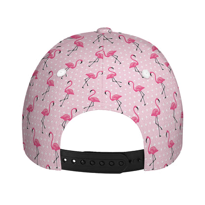 Pink Polka Dot Flamingo Pattern Print Baseball Cap