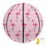 Pink Polka Dot Flamingo Pattern Print Basketball