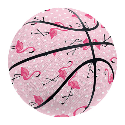Pink Polka Dot Flamingo Pattern Print Basketball