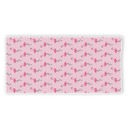 Pink Polka Dot Flamingo Pattern Print Beach Towel