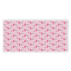 Pink Polka Dot Flamingo Pattern Print Beach Towel