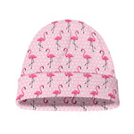 Pink Polka Dot Flamingo Pattern Print Beanie