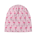 Pink Polka Dot Flamingo Pattern Print Beanie