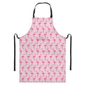 Pink Polka Dot Flamingo Pattern Print Bib Apron With Pocket