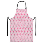 Pink Polka Dot Flamingo Pattern Print Bib Apron With Pocket