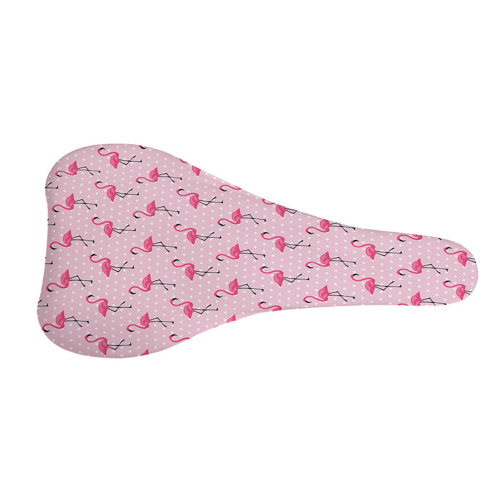Pink Polka Dot Flamingo Pattern Print Bicycle Seat Cover