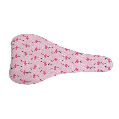 Pink Polka Dot Flamingo Pattern Print Bicycle Seat Cover