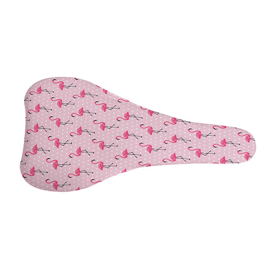 Pink Polka Dot Flamingo Pattern Print Bicycle Seat Cover