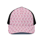 Pink Polka Dot Flamingo Pattern Print Black Mesh Trucker Cap