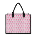 Pink Polka Dot Flamingo Pattern Print Canvas Tote Bag