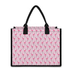 Pink Polka Dot Flamingo Pattern Print Canvas Tote Bag