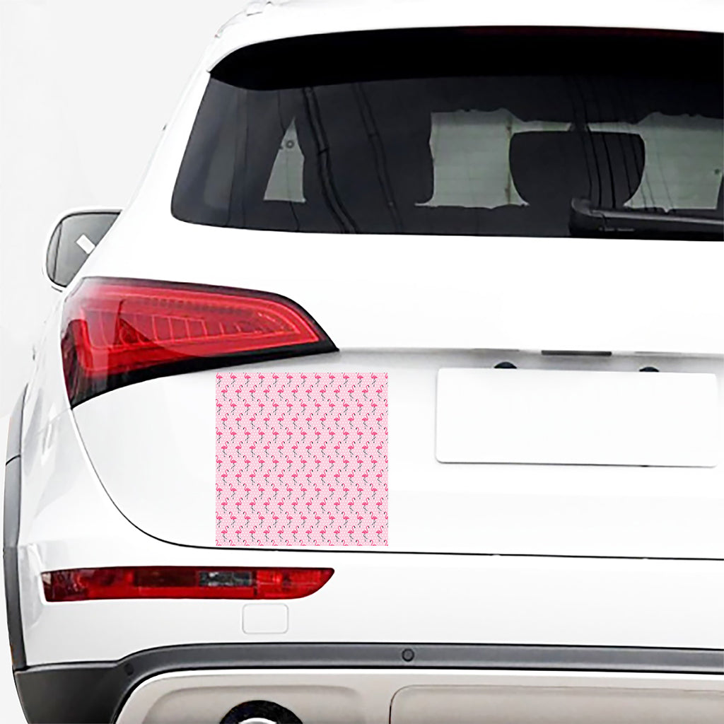 Pink Polka Dot Flamingo Pattern Print Car Sticker