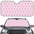 Pink Polka Dot Flamingo Pattern Print Car Windshield Sun Shade
