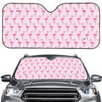 Pink Polka Dot Flamingo Pattern Print Car Windshield Sun Shade
