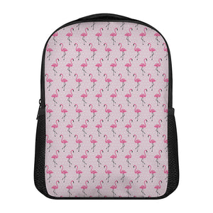 Pink Polka Dot Flamingo Pattern Print Casual Backpack