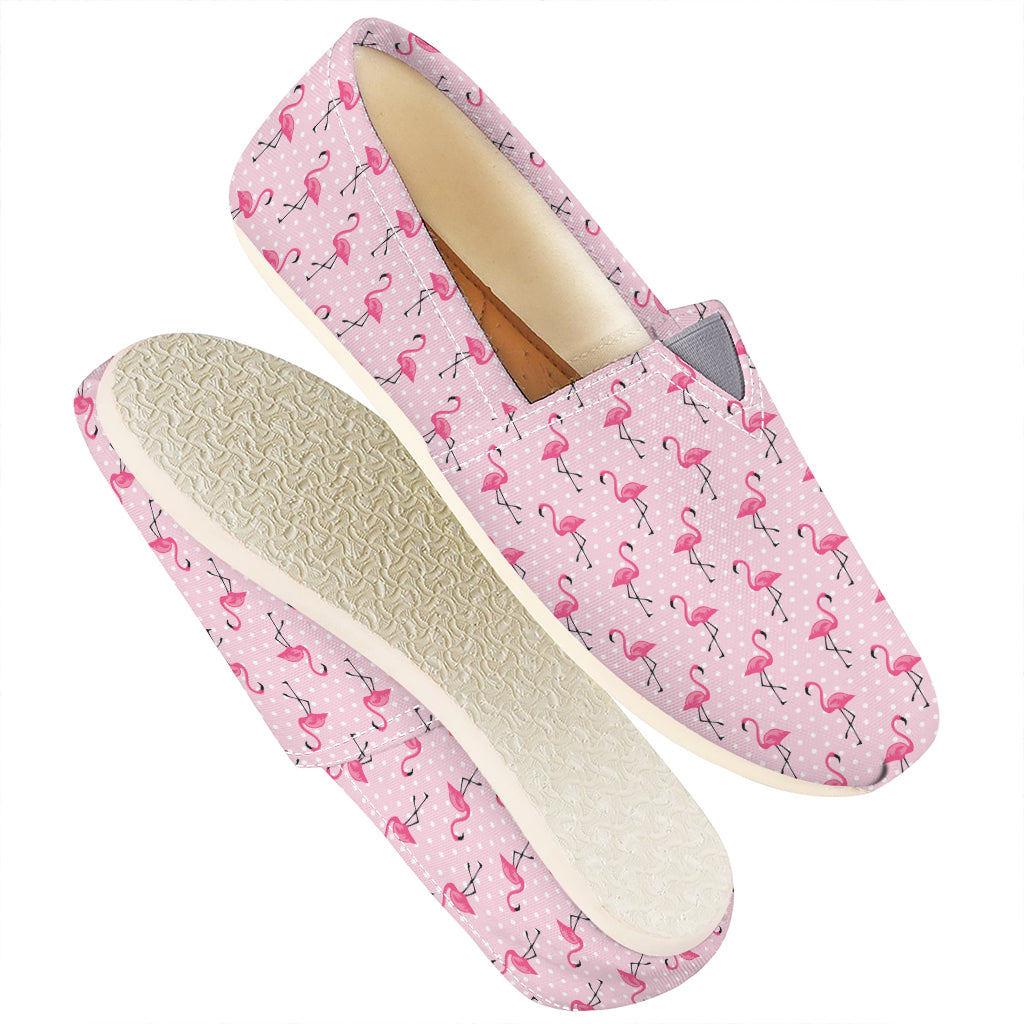 Pink Polka Dot Flamingo Pattern Print Casual Shoes