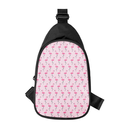 Pink Polka Dot Flamingo Pattern Print Chest Bag