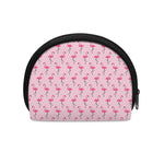 Pink Polka Dot Flamingo Pattern Print Coin Purse