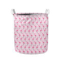 Pink Polka Dot Flamingo Pattern Print Collapsible Laundry Basket