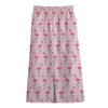 Pink Polka Dot Flamingo Pattern Print Cotton Front Slit Maxi Skirt