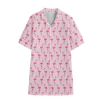 Pink Polka Dot Flamingo Pattern Print Cotton Hawaiian Shirt