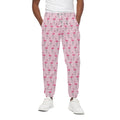 Pink Polka Dot Flamingo Pattern Print Cotton Sweatpants