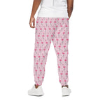 Pink Polka Dot Flamingo Pattern Print Cotton Pants