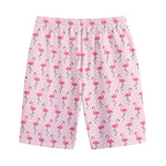 Pink Polka Dot Flamingo Pattern Print Cotton Shorts