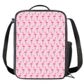 Pink Polka Dot Flamingo Pattern Print Crossbody Lunch Bag