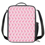 Pink Polka Dot Flamingo Pattern Print Crossbody Lunch Bag