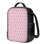 Pink Polka Dot Flamingo Pattern Print Crossbody Lunch Bag
