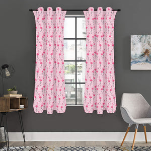 Pink Polka Dot Flamingo Pattern Print Curtain