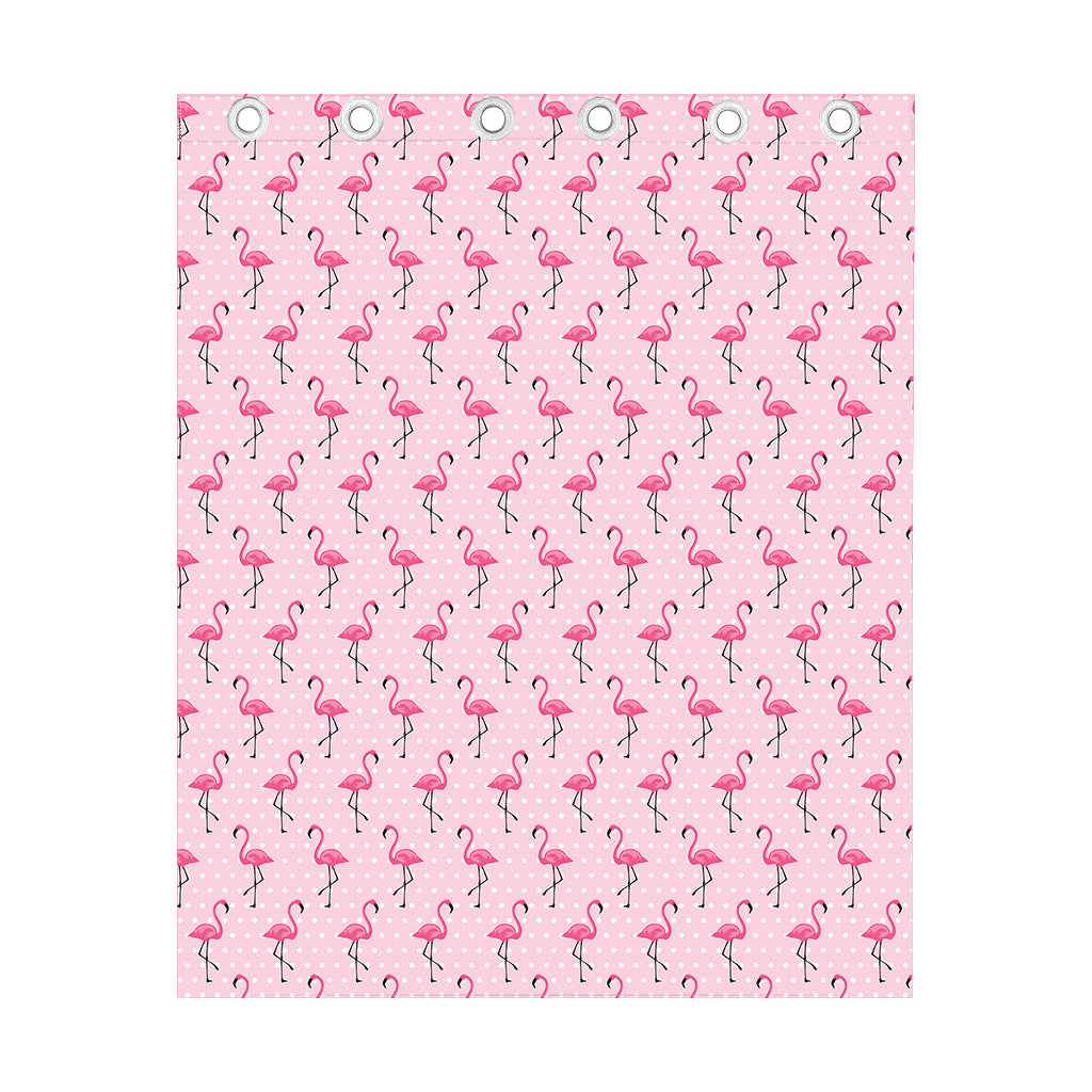 Pink Polka Dot Flamingo Pattern Print Curtain