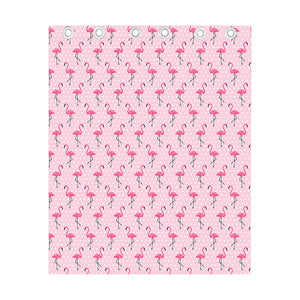 Pink Polka Dot Flamingo Pattern Print Curtain