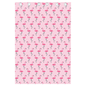 Pink Polka Dot Flamingo Pattern Print Curtain