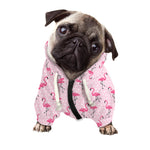 Pink Polka Dot Flamingo Pattern Print Dog Zip Up Hoodie