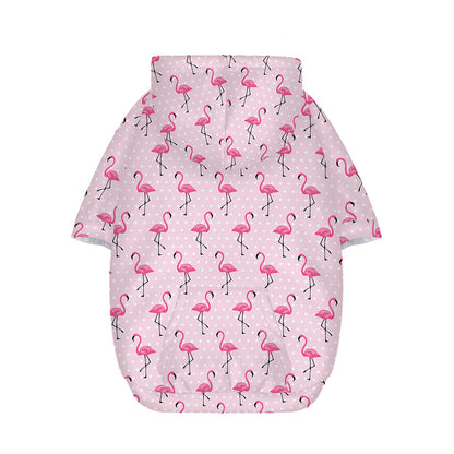 Pink Polka Dot Flamingo Pattern Print Dog Zip Up Hoodie