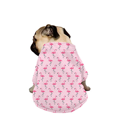 Pink Polka Dot Flamingo Pattern Print Dog Zip Up Jacket
