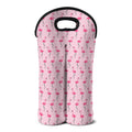 Pink Polka Dot Flamingo Pattern Print Double Neoprene Wine Tote
