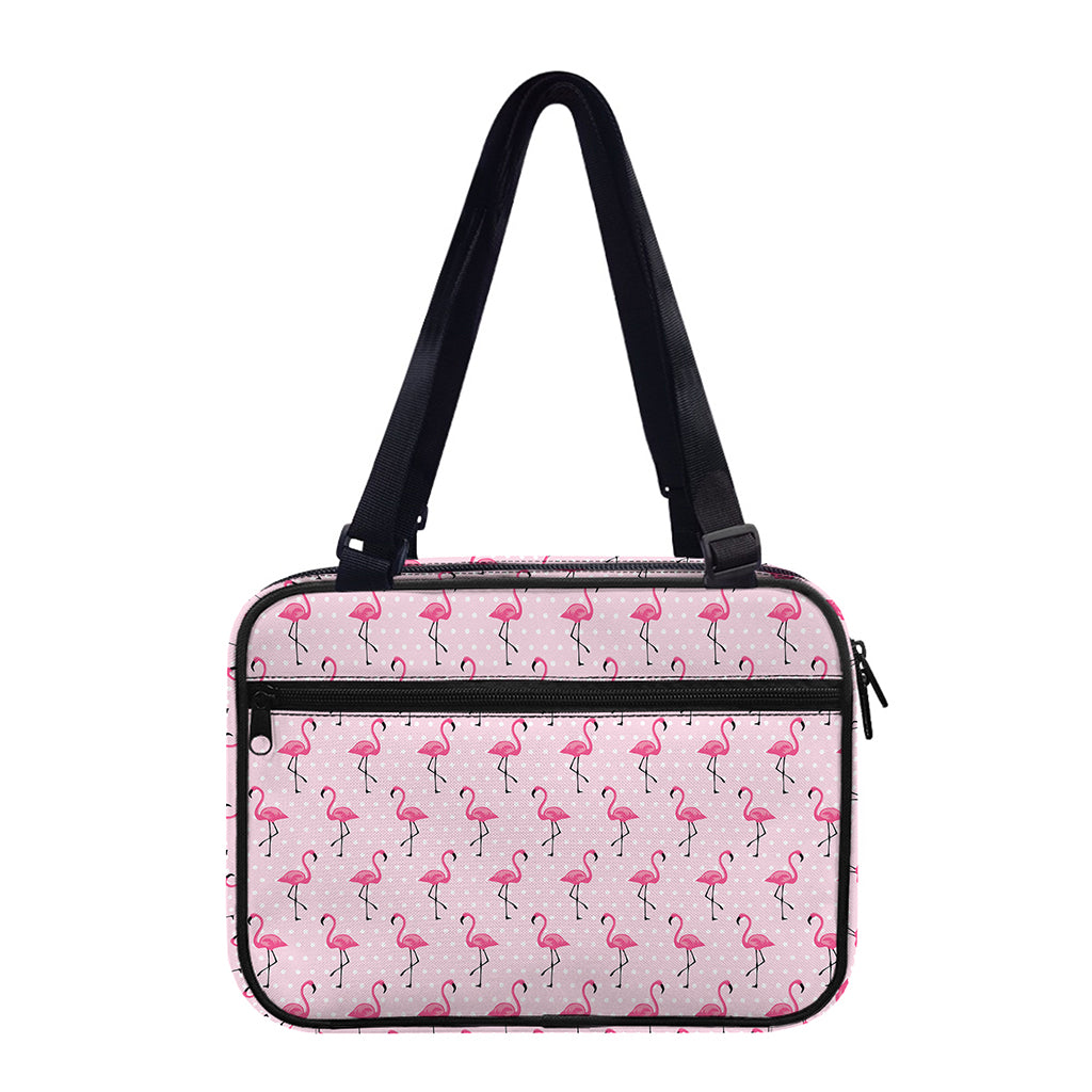 Pink Polka Dot Flamingo Pattern Print Double Strap Bible Bag