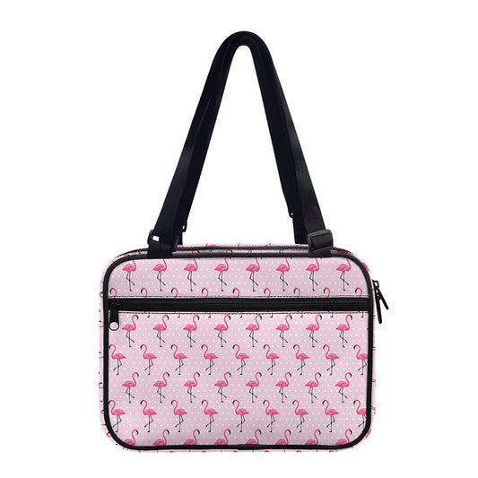 Pink Polka Dot Flamingo Pattern Print Double Strap Bible Bag
