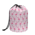 Pink Polka Dot Flamingo Pattern Print Drawstring Makeup Bag