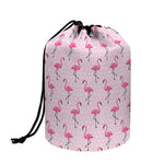 Pink Polka Dot Flamingo Pattern Print Drawstring Makeup Bag