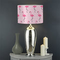 Pink Polka Dot Flamingo Pattern Print Drum Lamp Shade