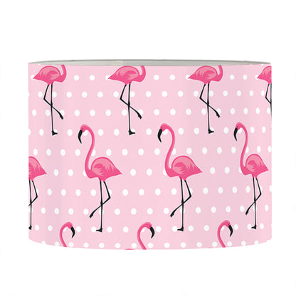 Pink Polka Dot Flamingo Pattern Print Drum Lamp Shade