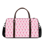 Pink Polka Dot Flamingo Pattern Print Duffle Bag